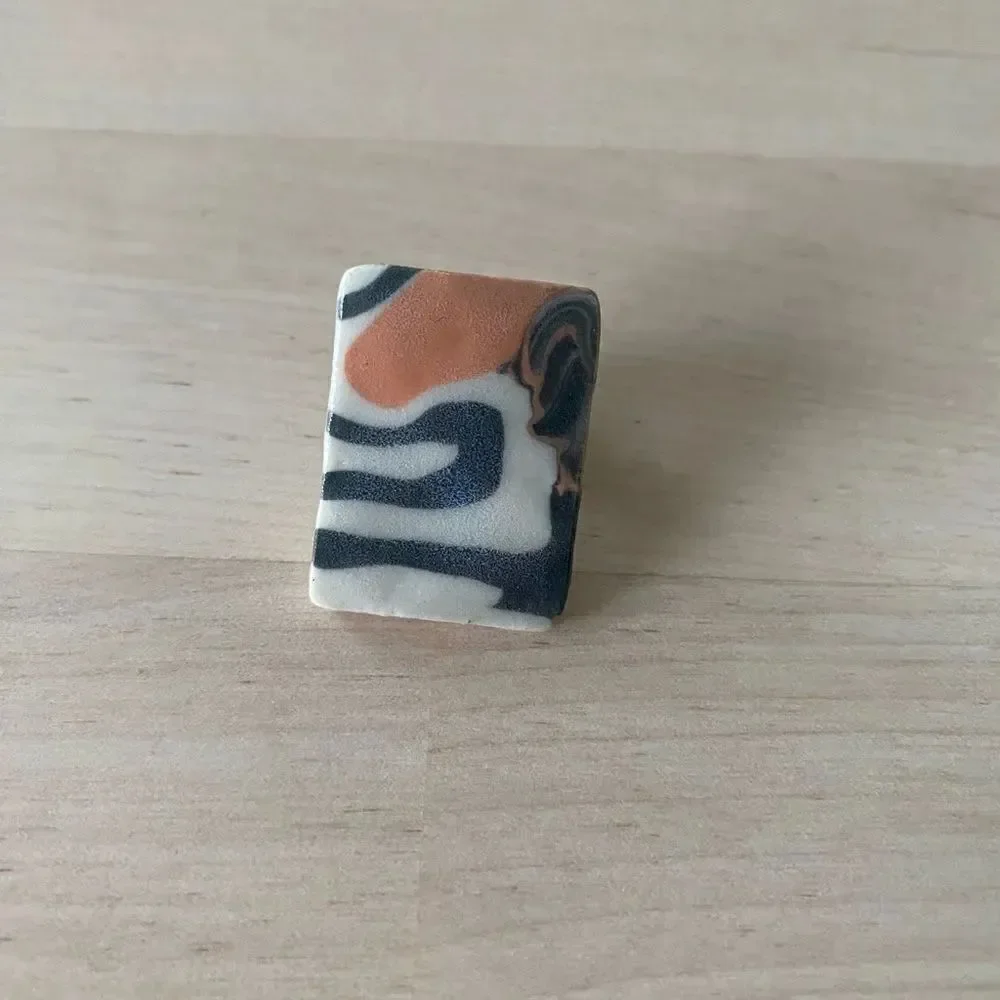 Glazed Ceramic Handmade Rectangular Pin